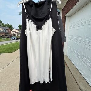 White with black lace trim lingerie